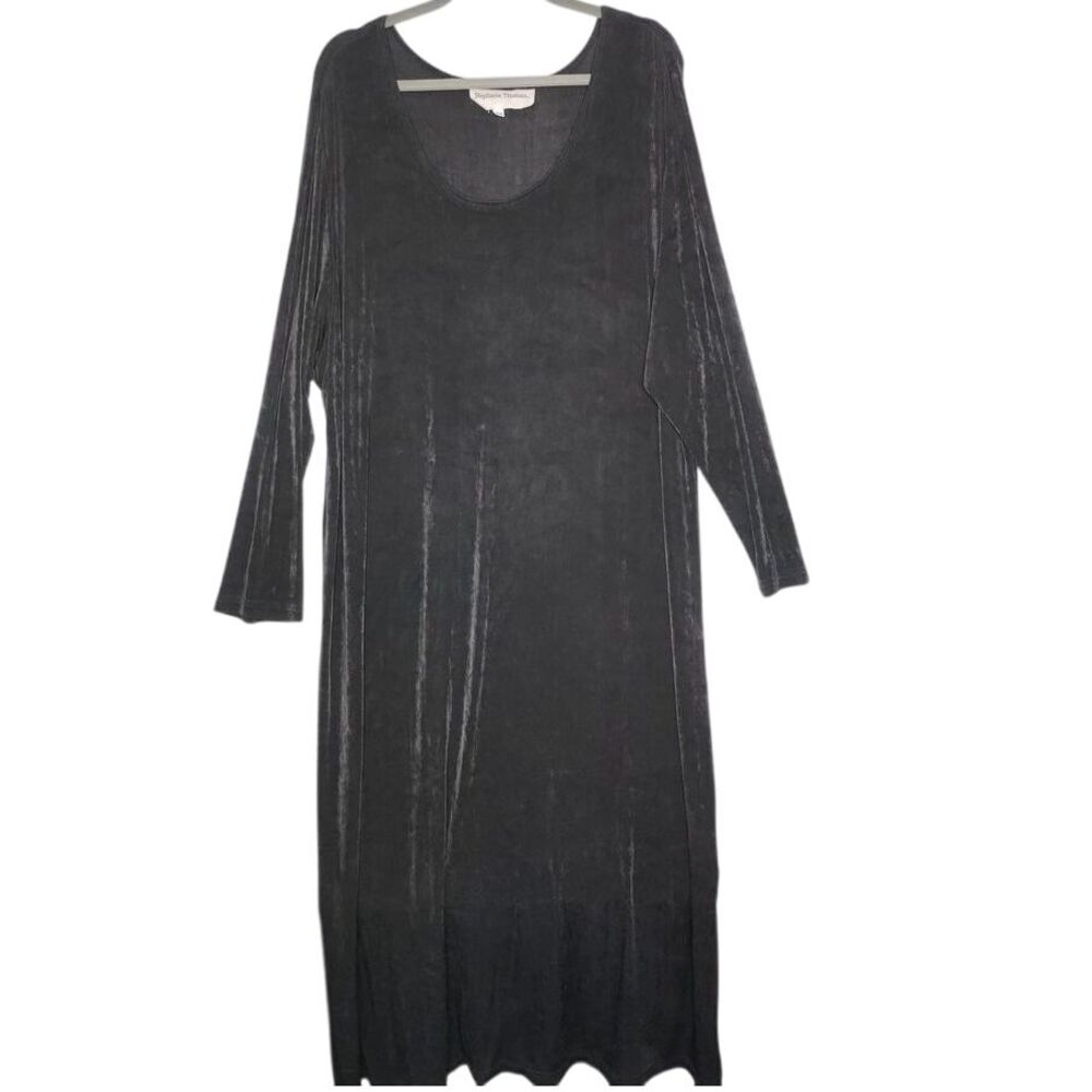 Stephanie‎ Thomas Black Maxi Dress Size 24 Long Sleeve